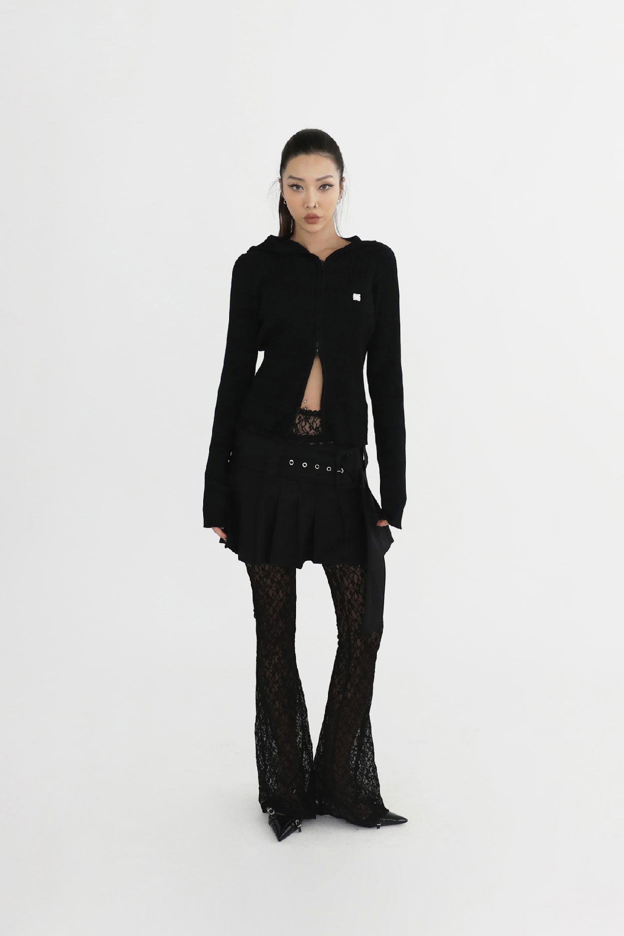 Badblood Selena Lace String Brush Cut Pants Black