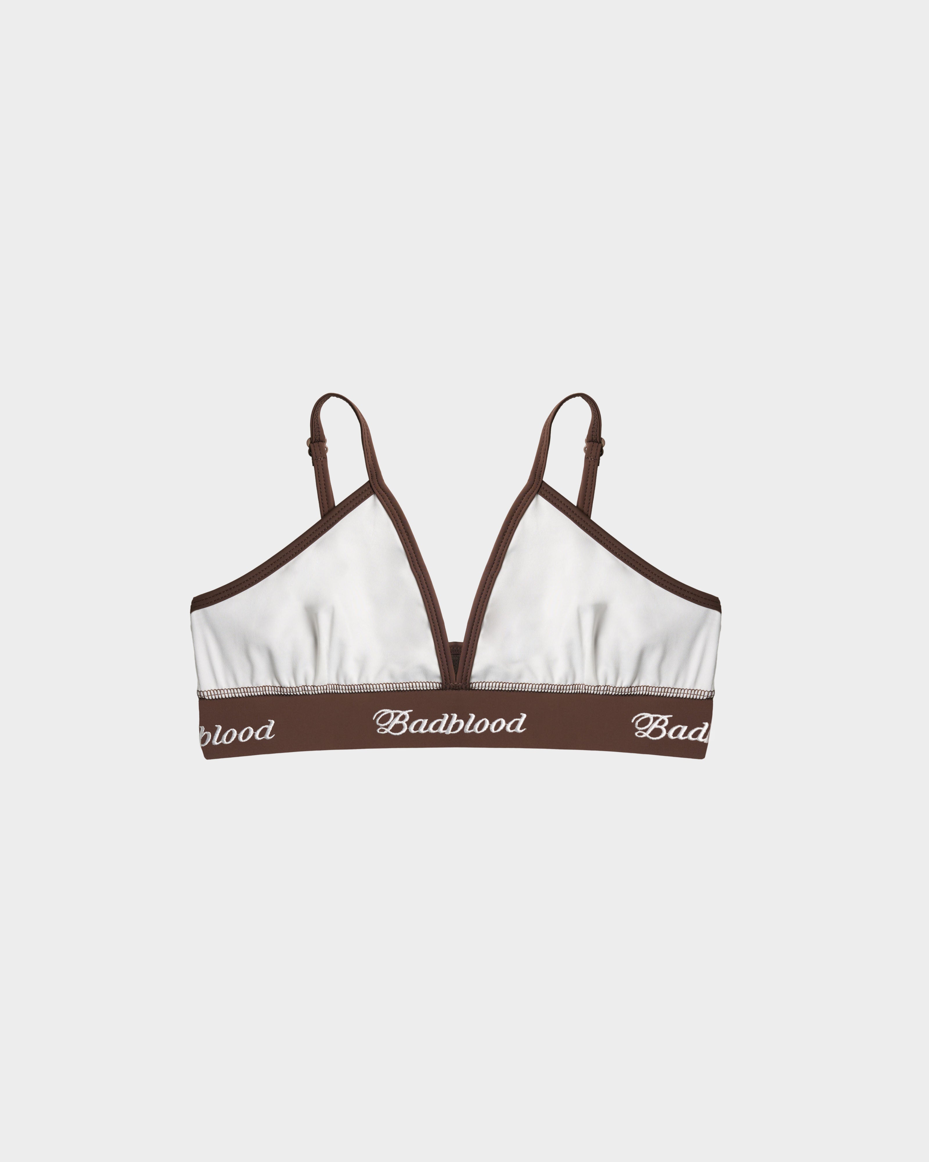 Badblood Hong Kong Limited Edition Signature Logo Aqua Bikini Set Brown/White