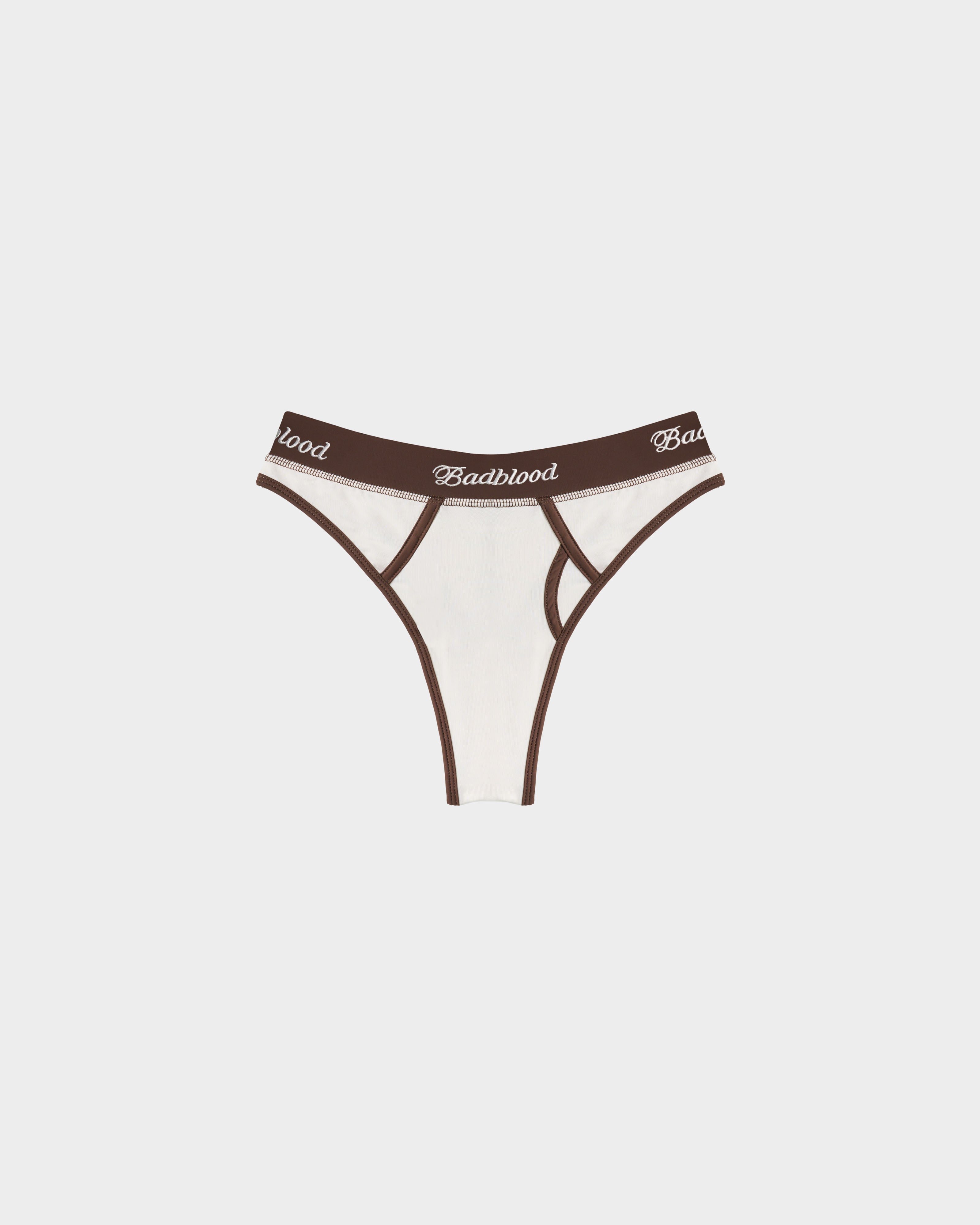 Badblood Hong Kong Limited Edition Signature Logo Aqua Bikini Set Brown/White