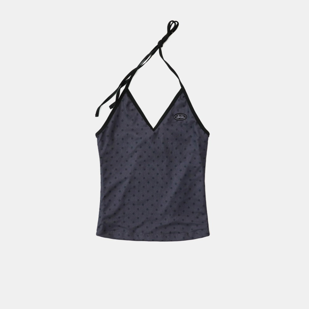 Badblood Splash Dot Halter Tank - Charcoal
