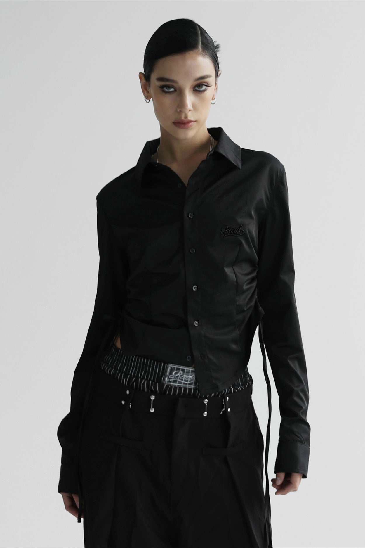 Badblood Shirring Shirt Slim Fit Black