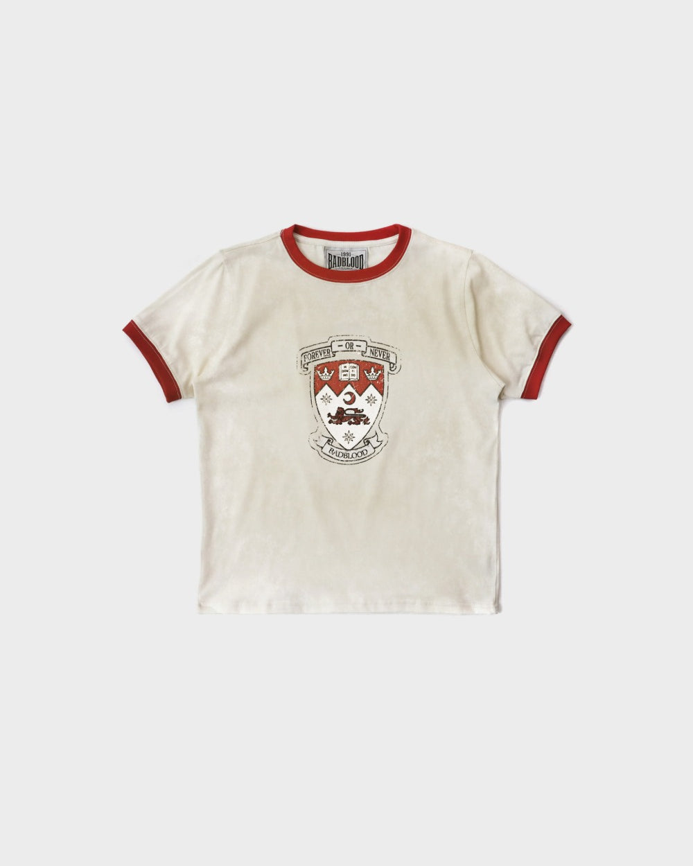 Badblood Workshop Shield Print Ringer T-Shirt - Cream