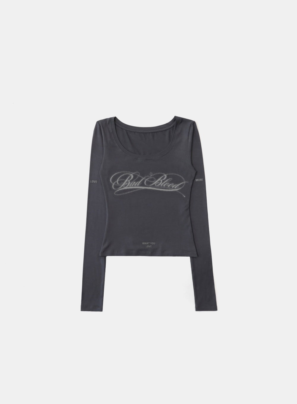 Badblood Dark Classic Scoop Neck Long Sleeve Charcoal