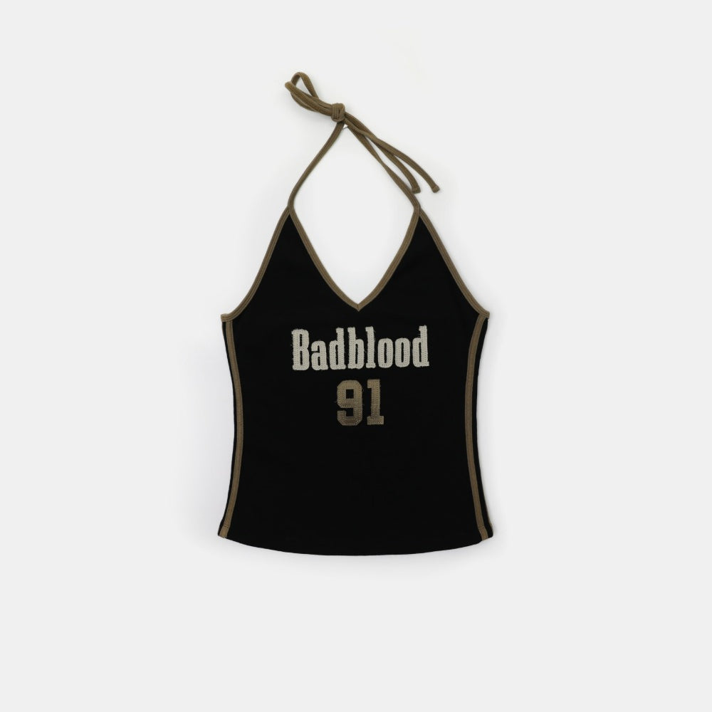 Badblood Vintage Club Halter Tank - Black