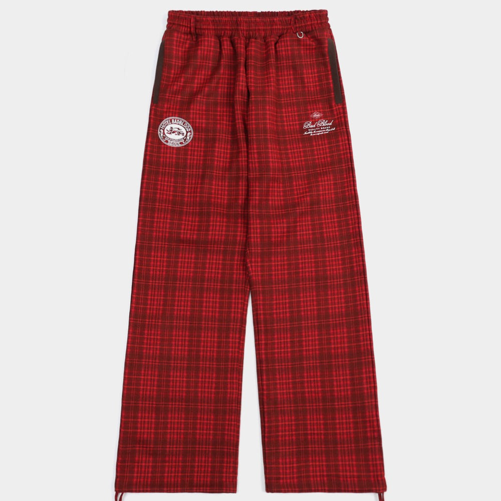 Badblood Classic Check 2 Way Jogger Trousers- Red