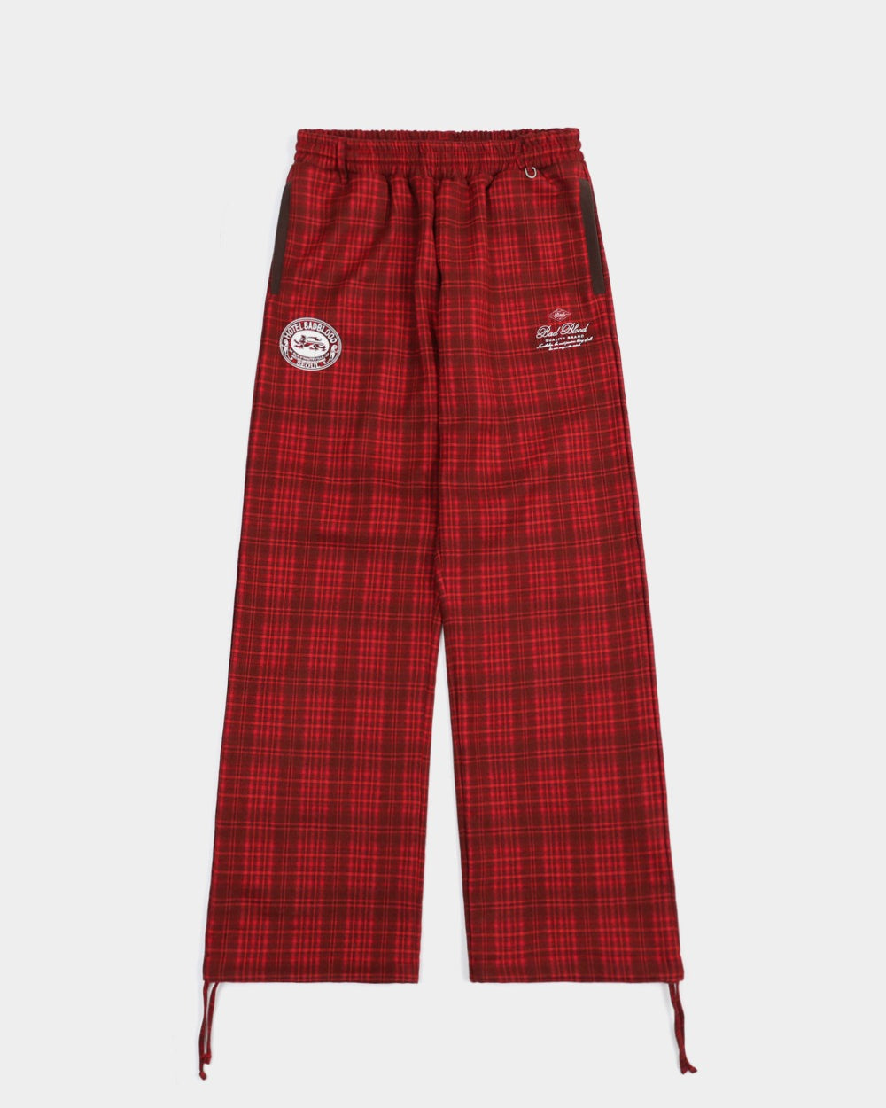 Badblood Classic Check 2 Way Jogger Trousers- Red