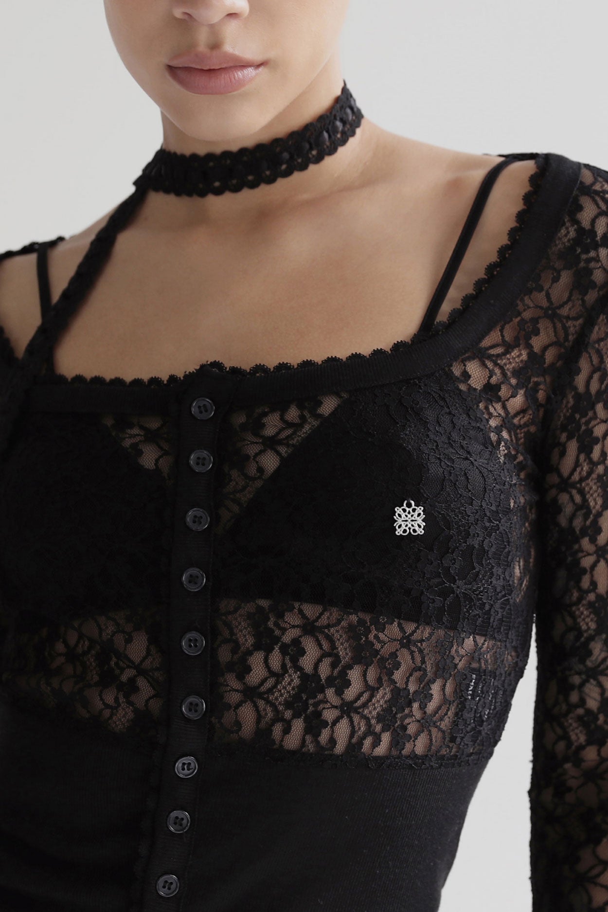 Badblood Selena Lace Crop Cardigan Black