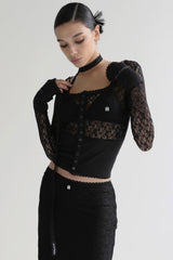 Badblood Selena Lace Crop Cardigan Black