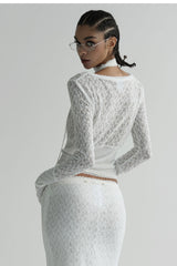 Badblood Selena Lace Crop Cardigan White