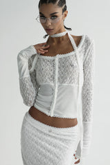 Badblood Selena Lace Crop Cardigan White