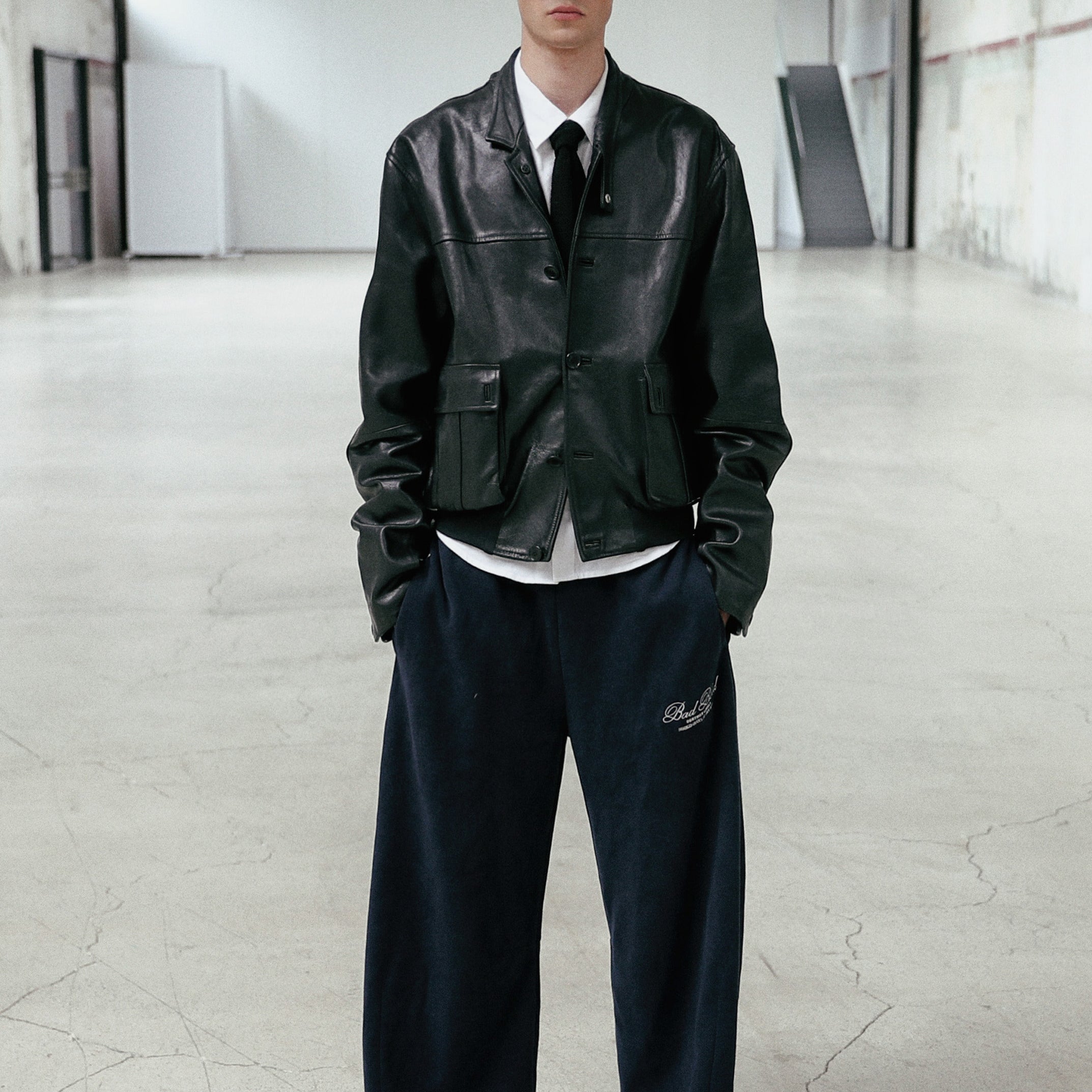 Badblood Classic Logo 2 Way Curved Jogger Trousers - Navy
