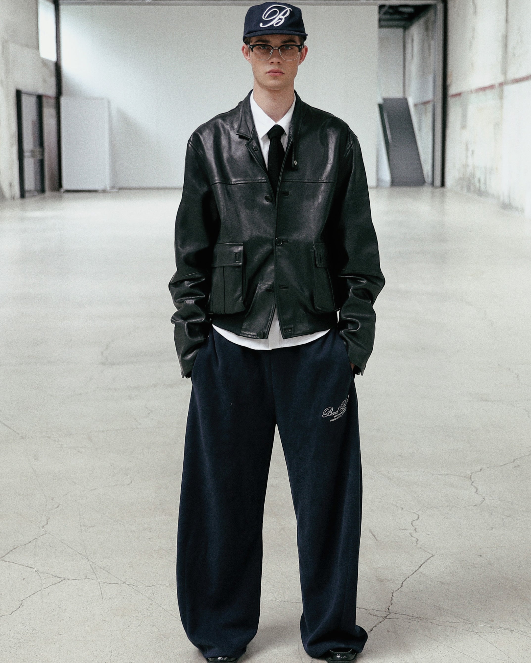 Badblood Classic Logo 2 Way Curved Jogger Trousers - Navy