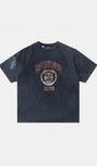 Badblood Workshop Print Distressed T-Shirt Navy