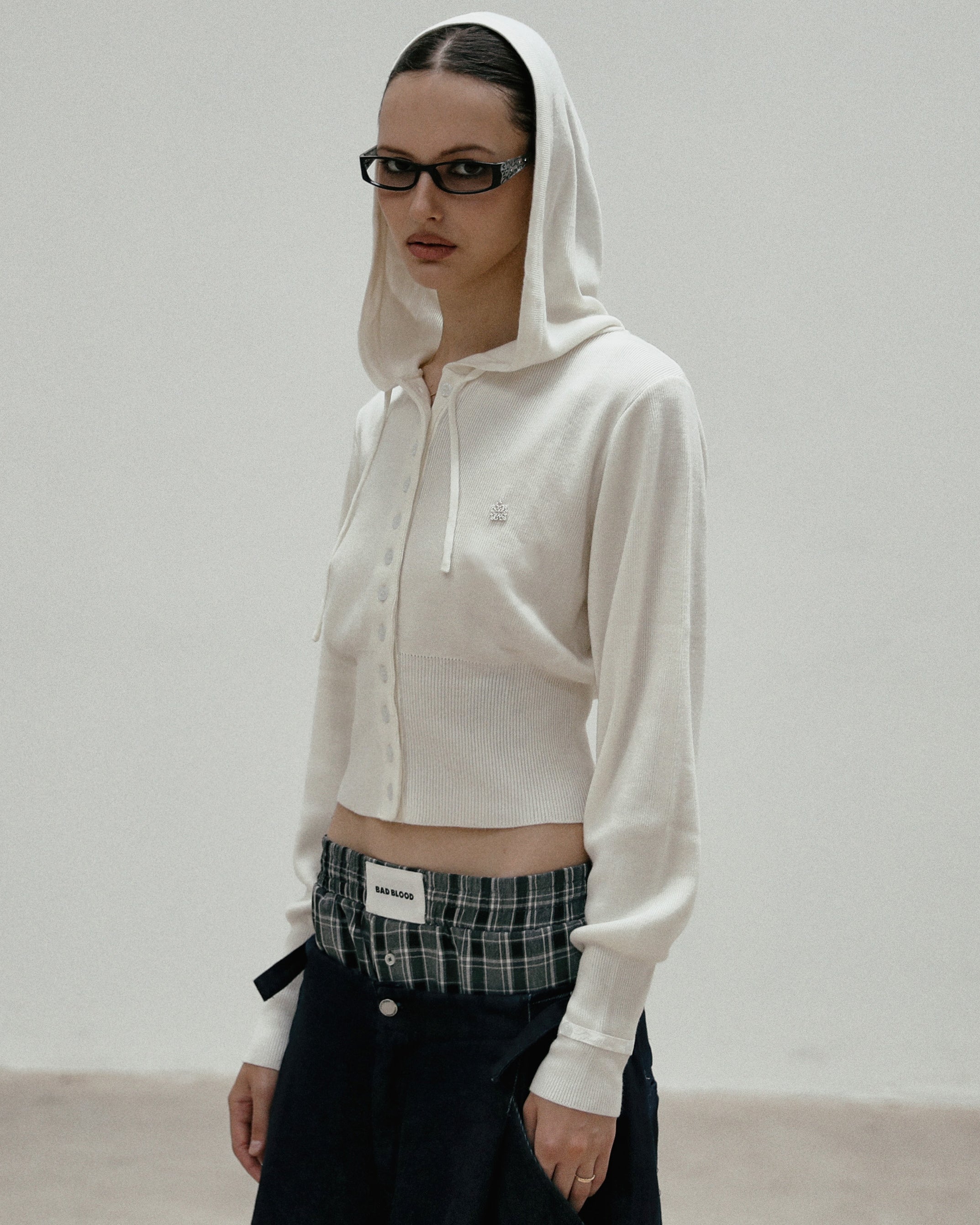 Badblood The Pure Button-Up Hooded Cardigan - White