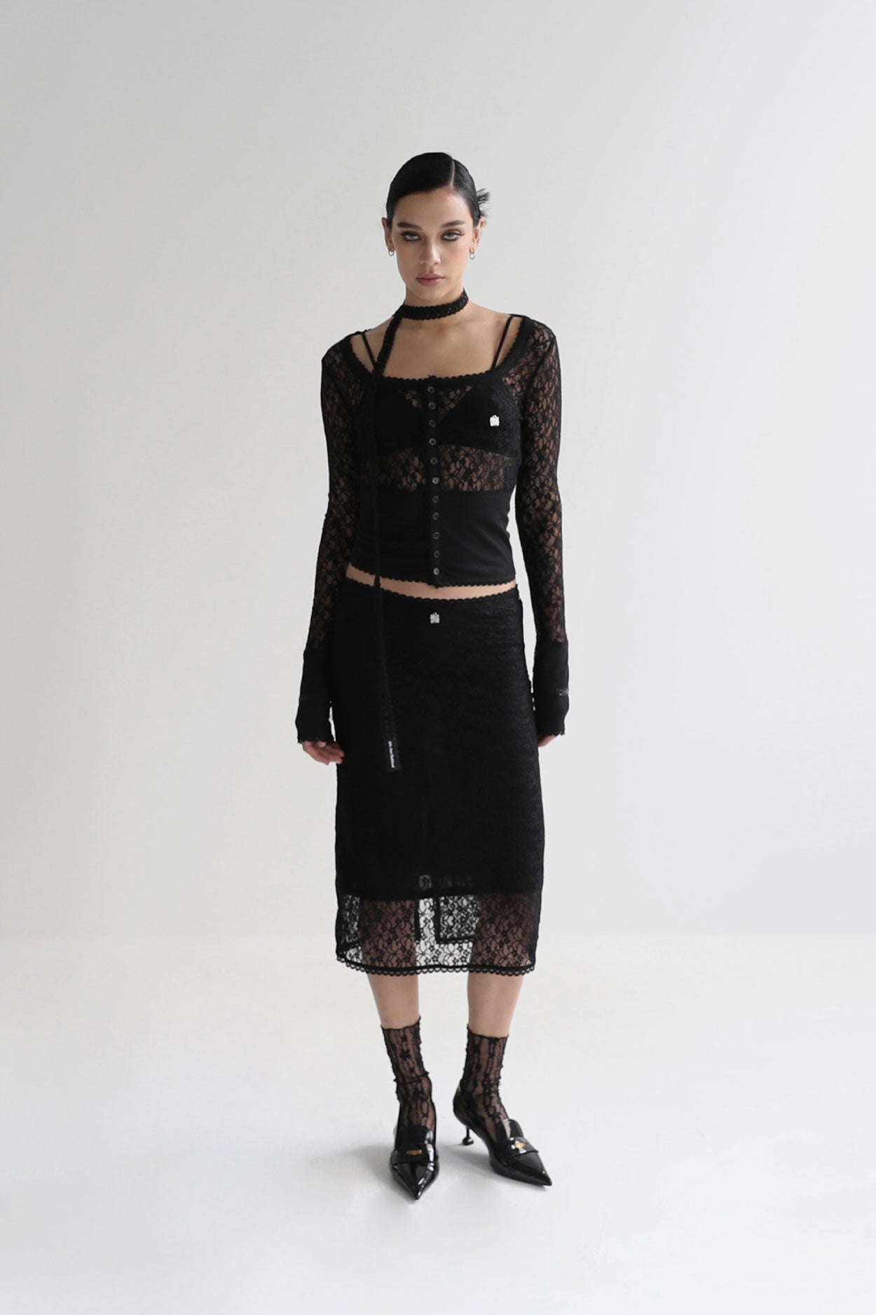 Badblood Selena Lace Crop Cardigan Black