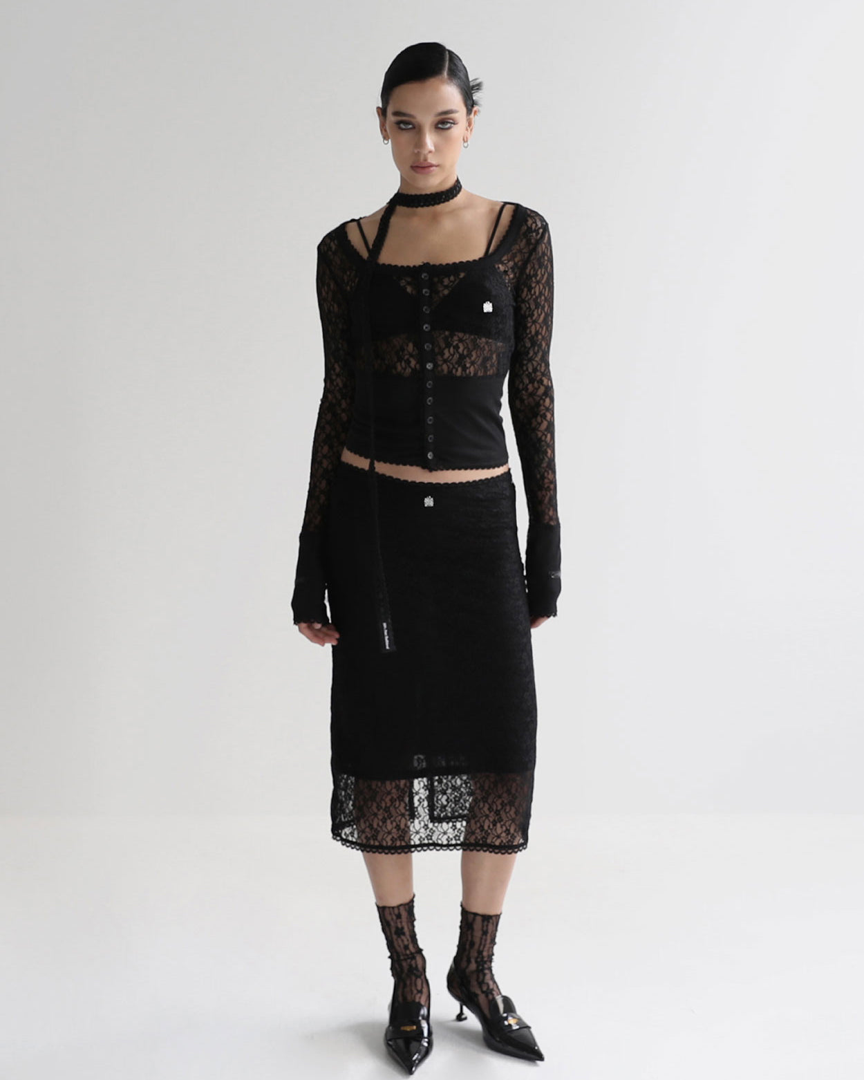 Badblood Selena Lace Crop Cardigan Black