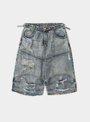 Badblood Convex Denim Long Bermuda Pants - Light Blue