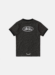 Badblood Mystic Oval Logo Jersey Ringer T-Shirt - Black Leopard