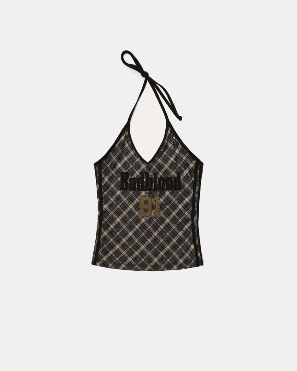 Badblood Vintage Club Halter Tank Check Brown