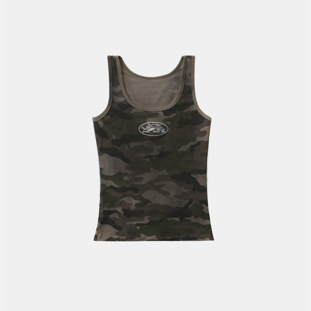 Badblood Mystic Tank Slim Fit Green Camo
