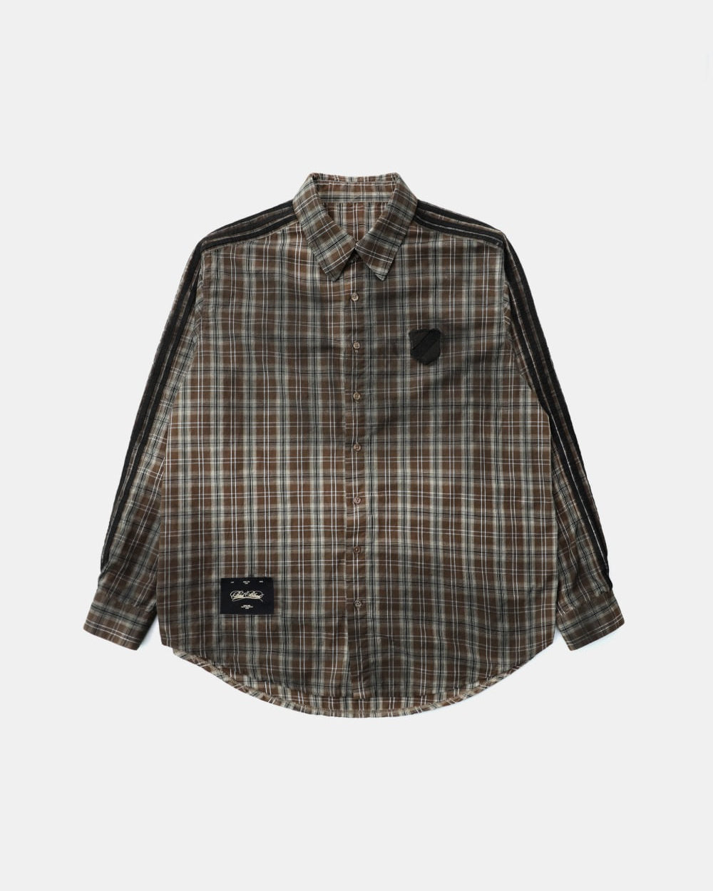 Badblood Vintage Billy Check Shirt Large Fit Brown