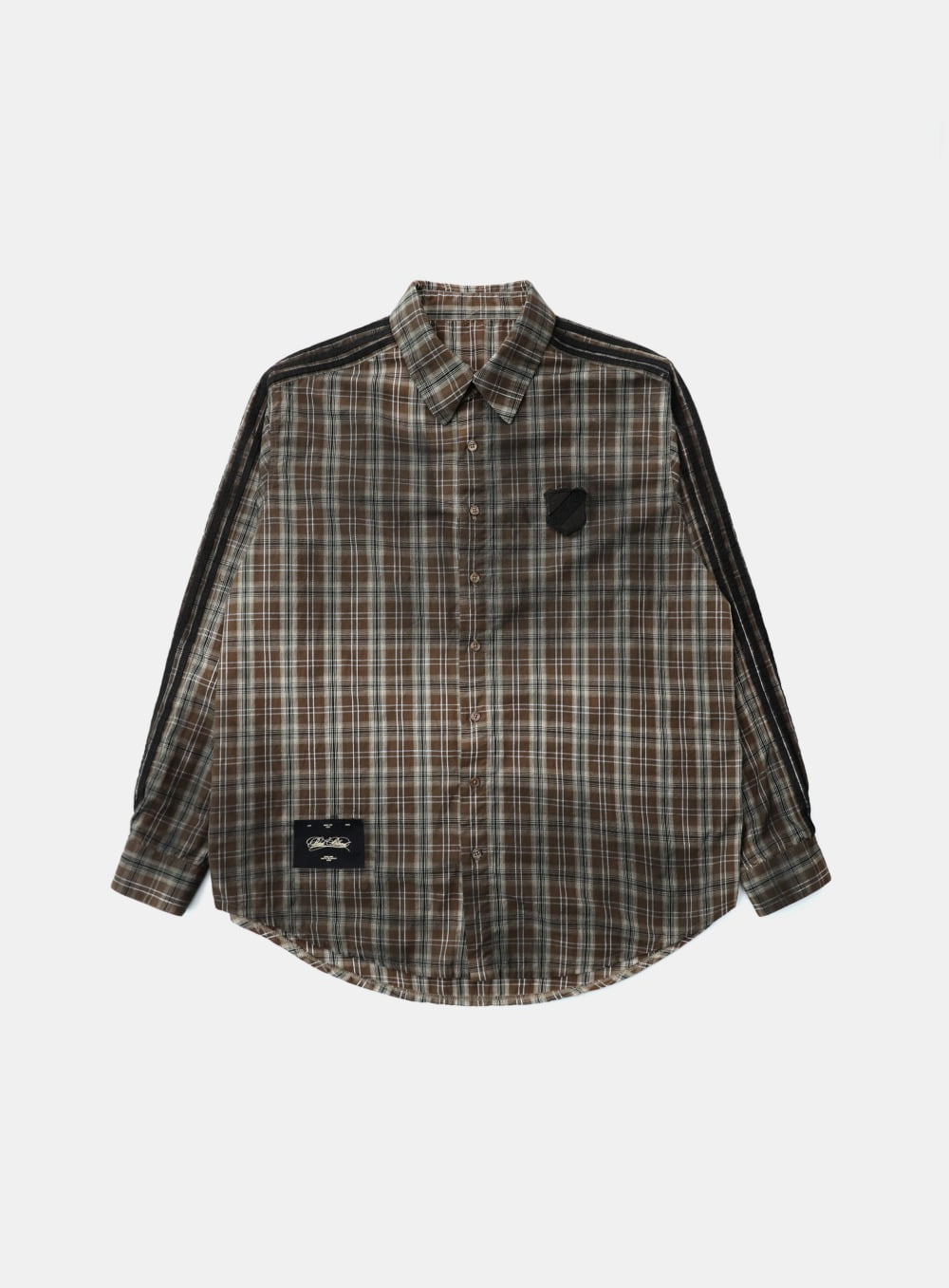 Badblood Vintage Billy Check Shirt Large Fit Brown