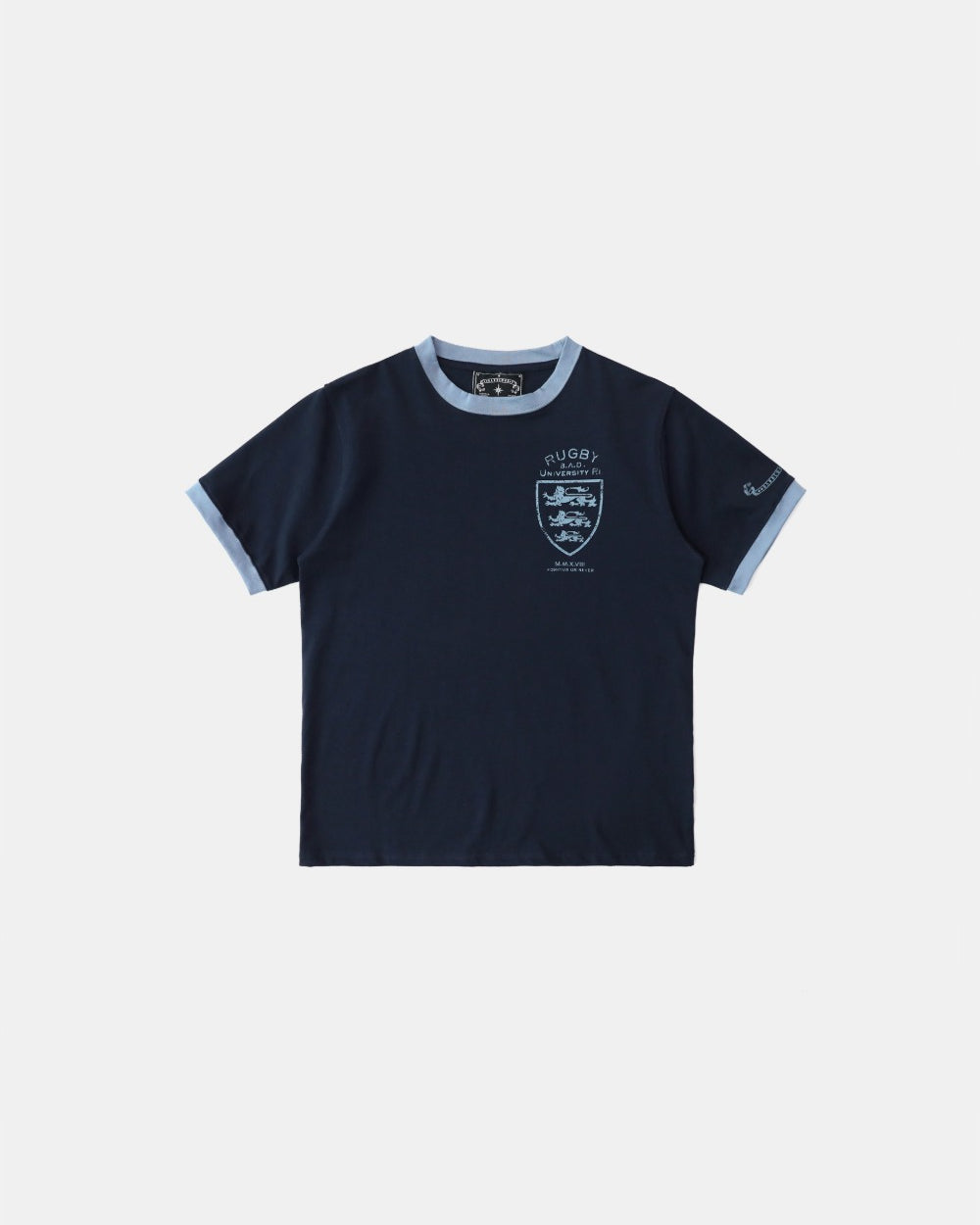 Badblood Mystic Shield Print Ringer T-Shirt - Navy
