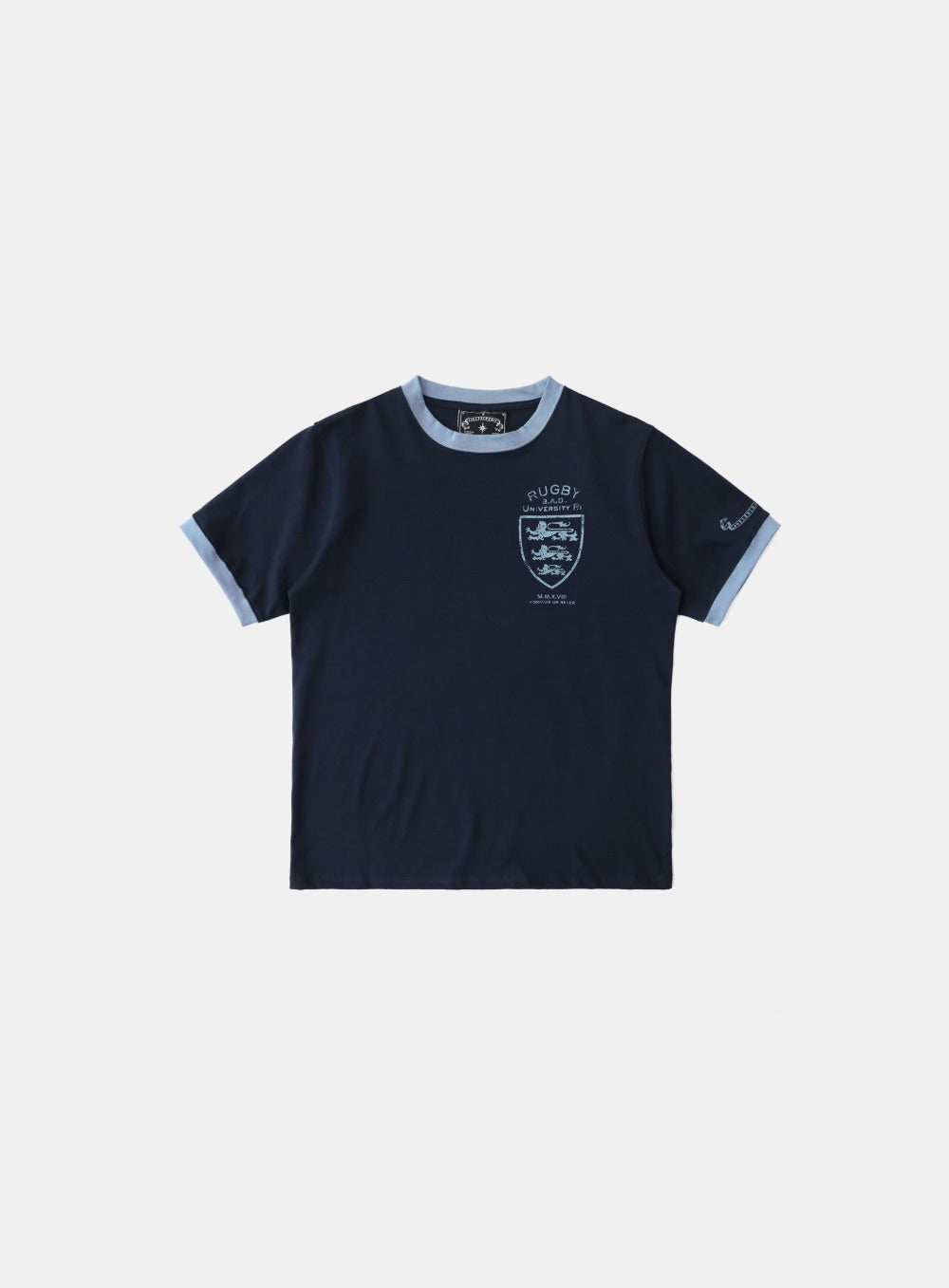 Badblood Mystic Shield Print Ringer T-Shirt - Navy