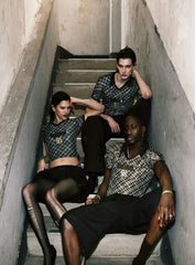 Badblood Vintage Club V-Neck Check T-Shirt Black