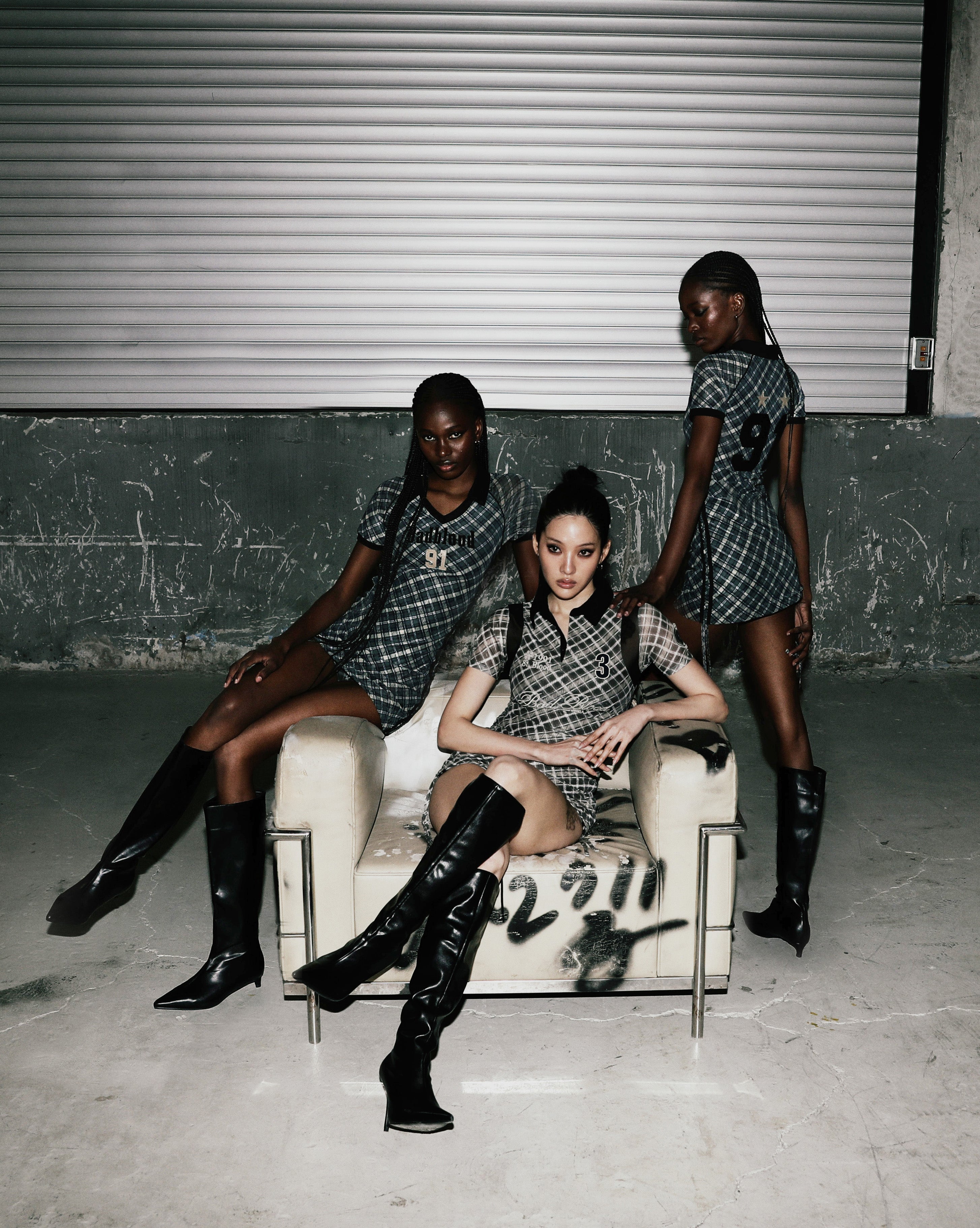 Badblood Vintage Club Polo Mini Dress Check Brown