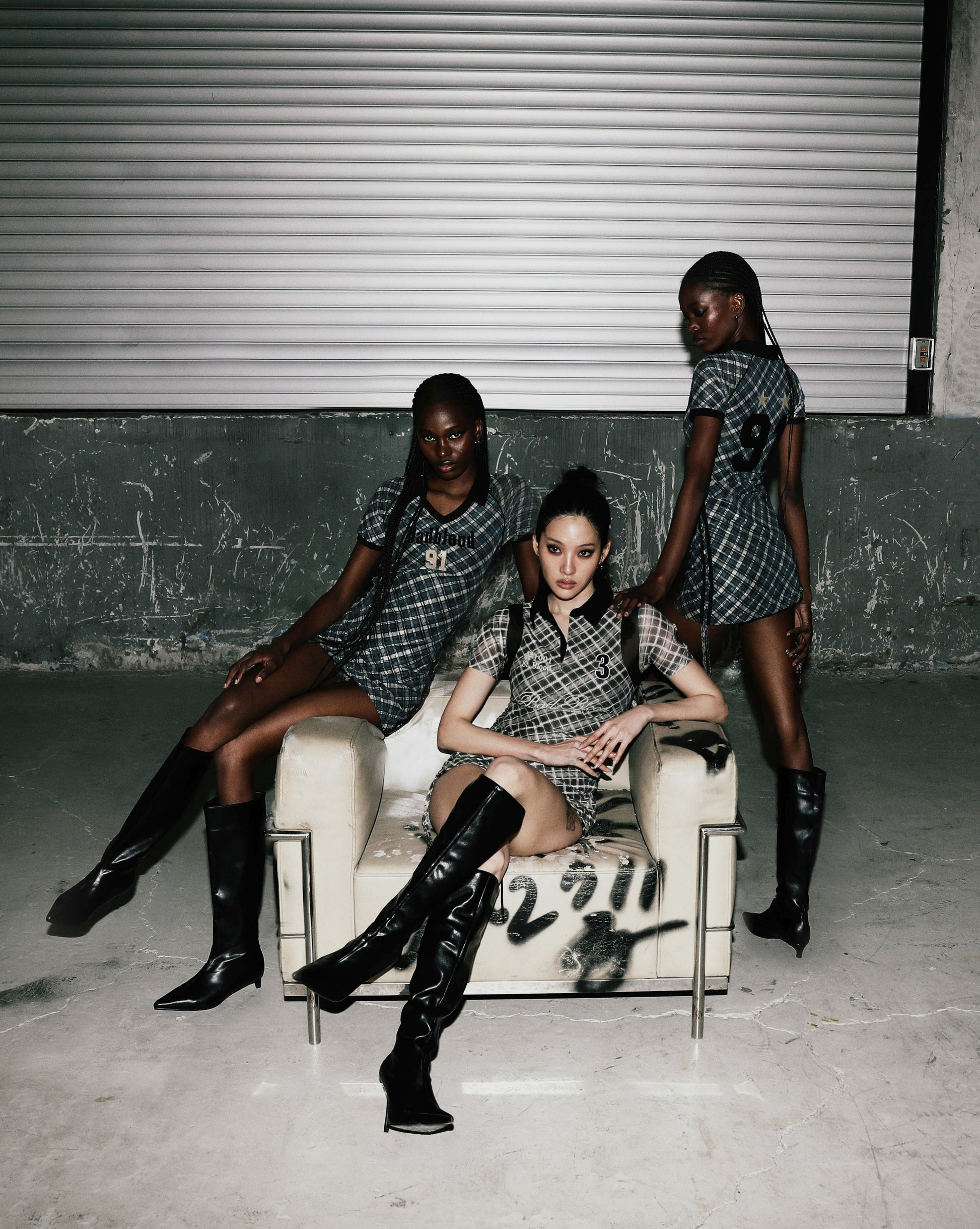 Badblood Vintage Club Polo Mini Dress Check Brown