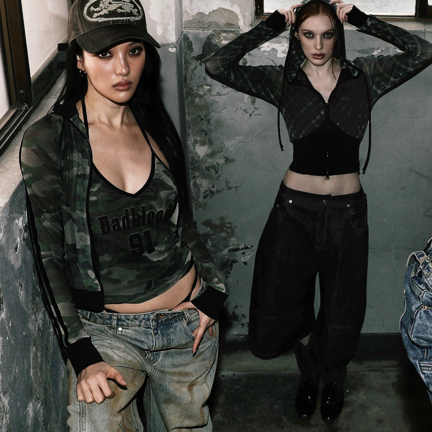 Badblood Vintage Club Track Zip-Up Green Camo