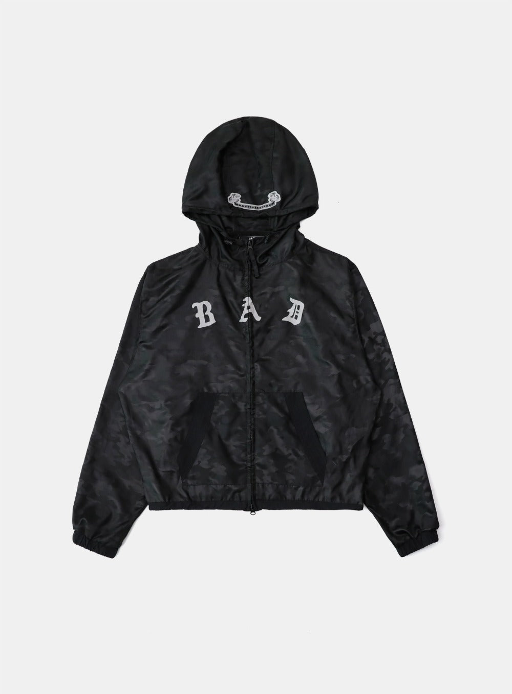 Badblood Mystic Nylon Reflective Hooded Zip-Up Black Camo