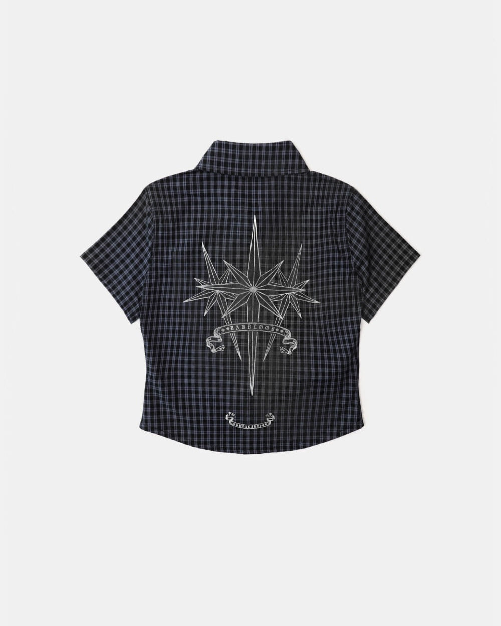 Badblood Cosmo Graphic Short Sleeve Shirt Charcoal Blue Check