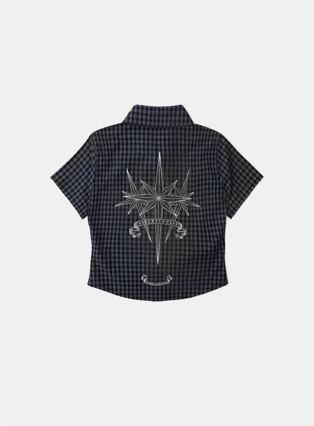 Badblood Cosmo Graphic Short Sleeve Shirt Charcoal Blue Check