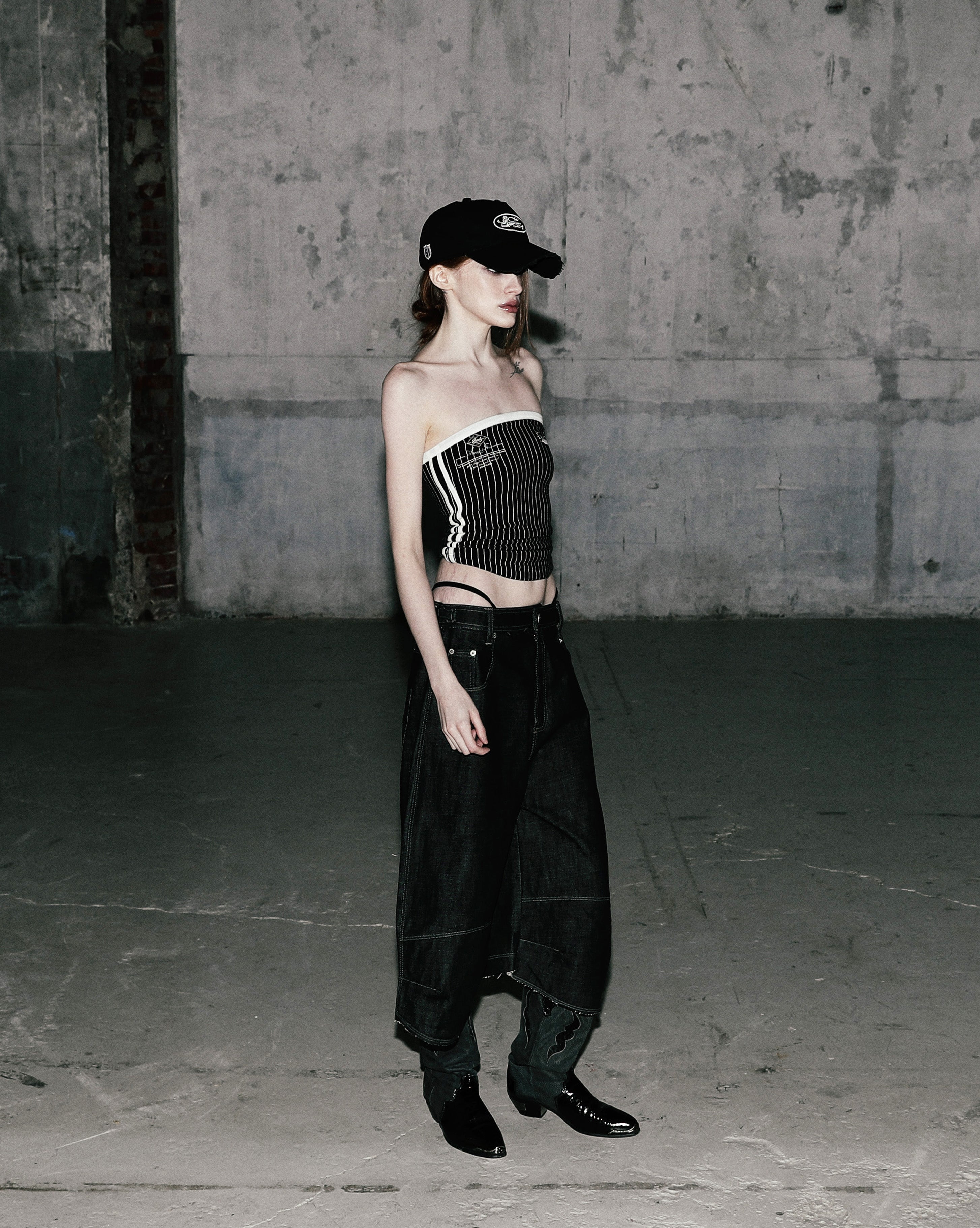 Badblood Classic Logo Stripe Tube Top - Black