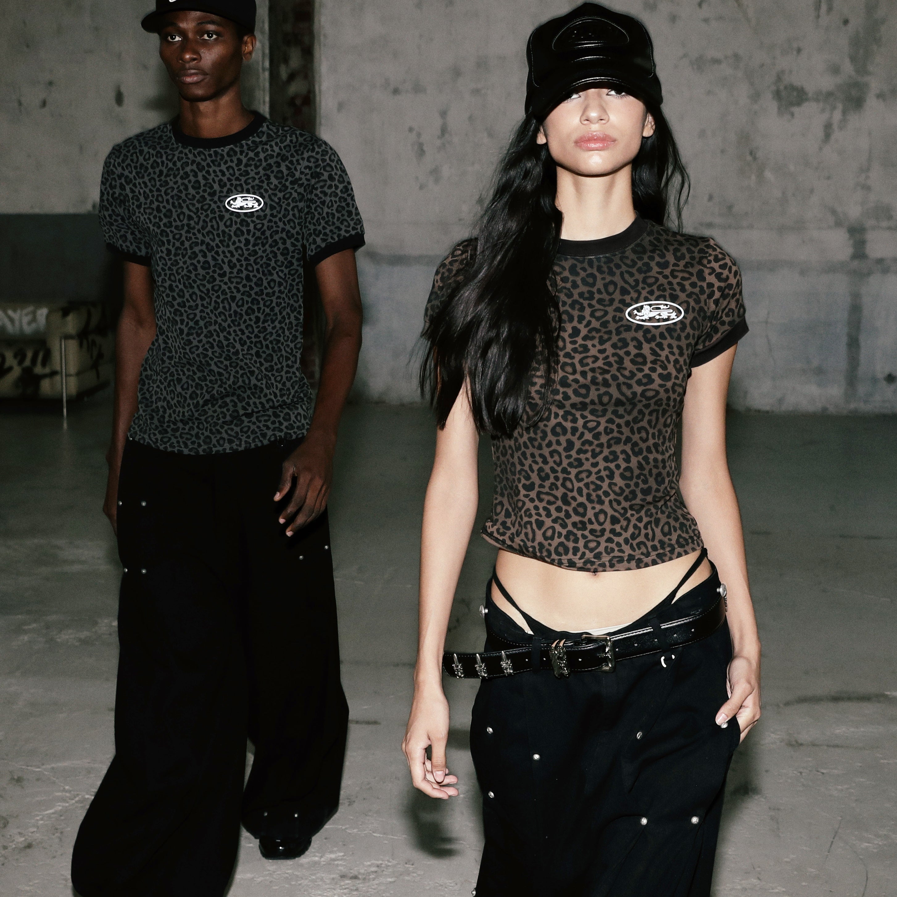 Badblood Mystic Oval Logo Jersey Ringer T-Shirt - Black Leopard