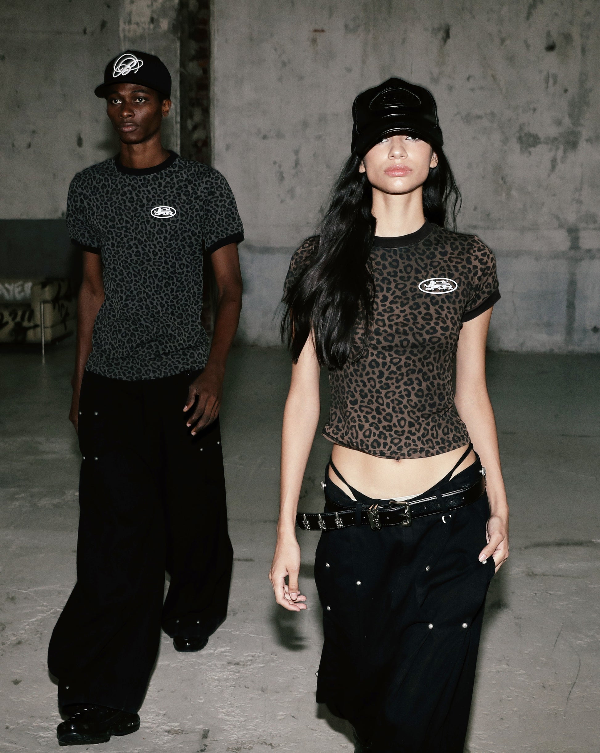Badblood Mystic Oval Logo Jersey Ringer T-Shirt - Black Leopard