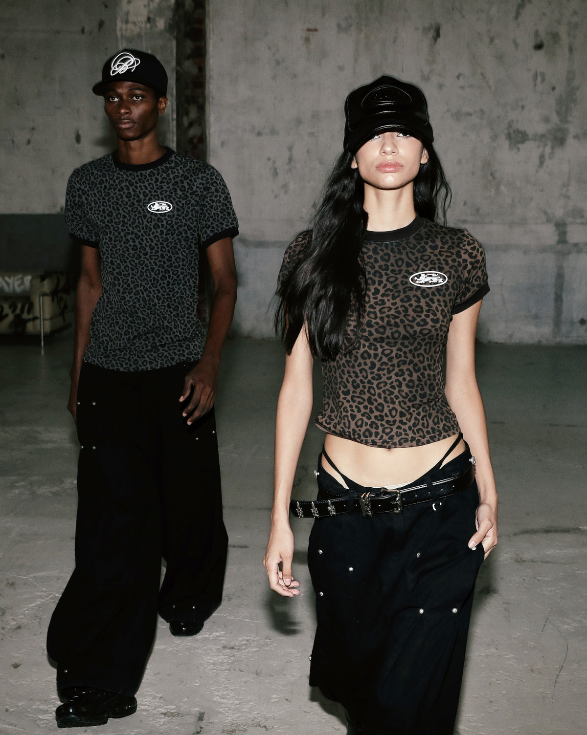 Badblood Mystic Oval Logo Jersey Ringer T-Shirt - Black Leopard