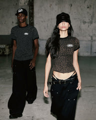 Badblood Mystic Oval Logo Jersey Ringer T-Shirt - Black Leopard
