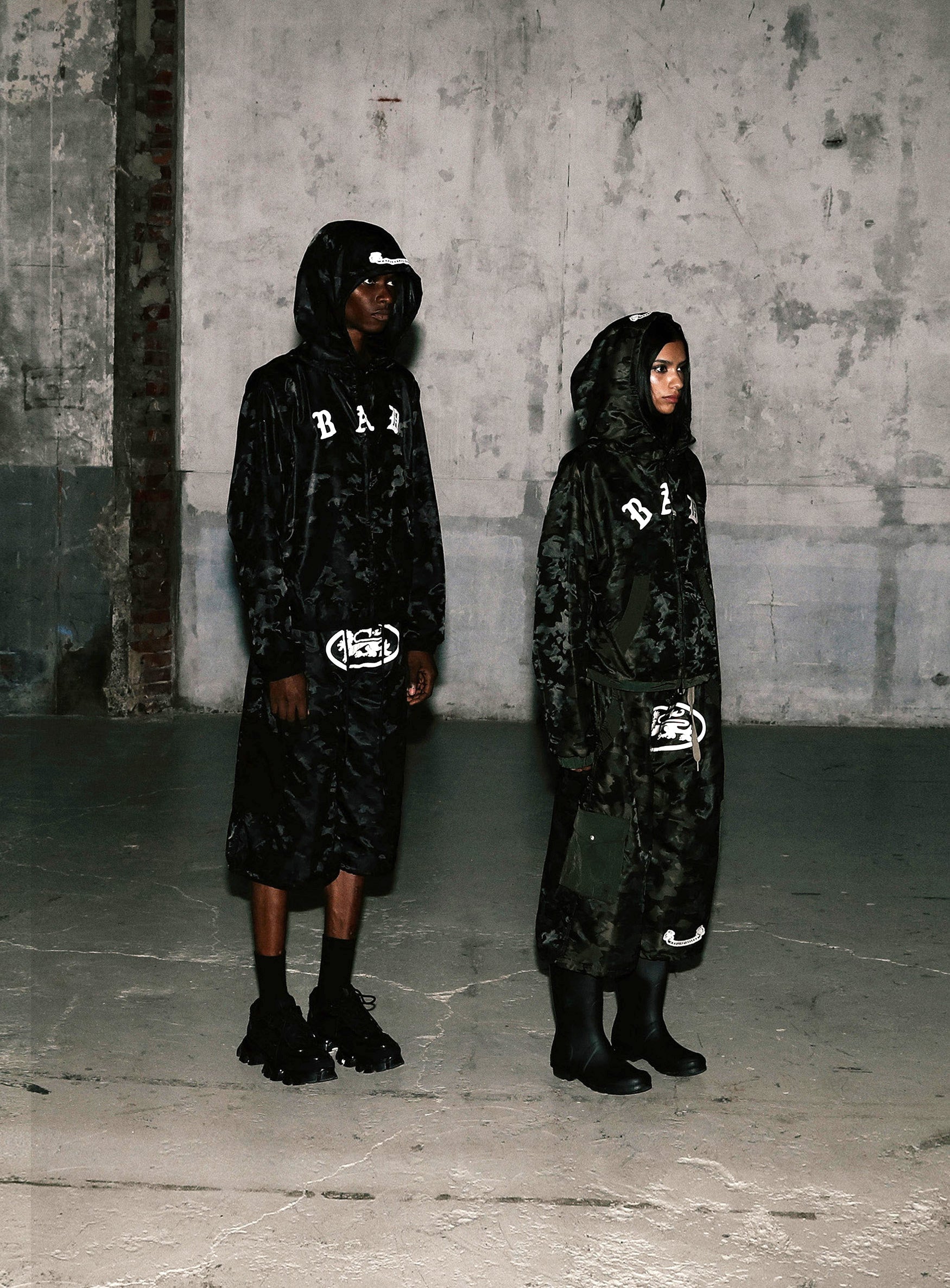 Badblood Mystic Nylon Reflective Hooded Zip-Up Brown Camo