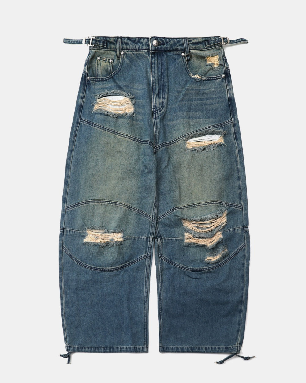 Badblood  0309 Fallout Convex Denim Pants - Mid Blue