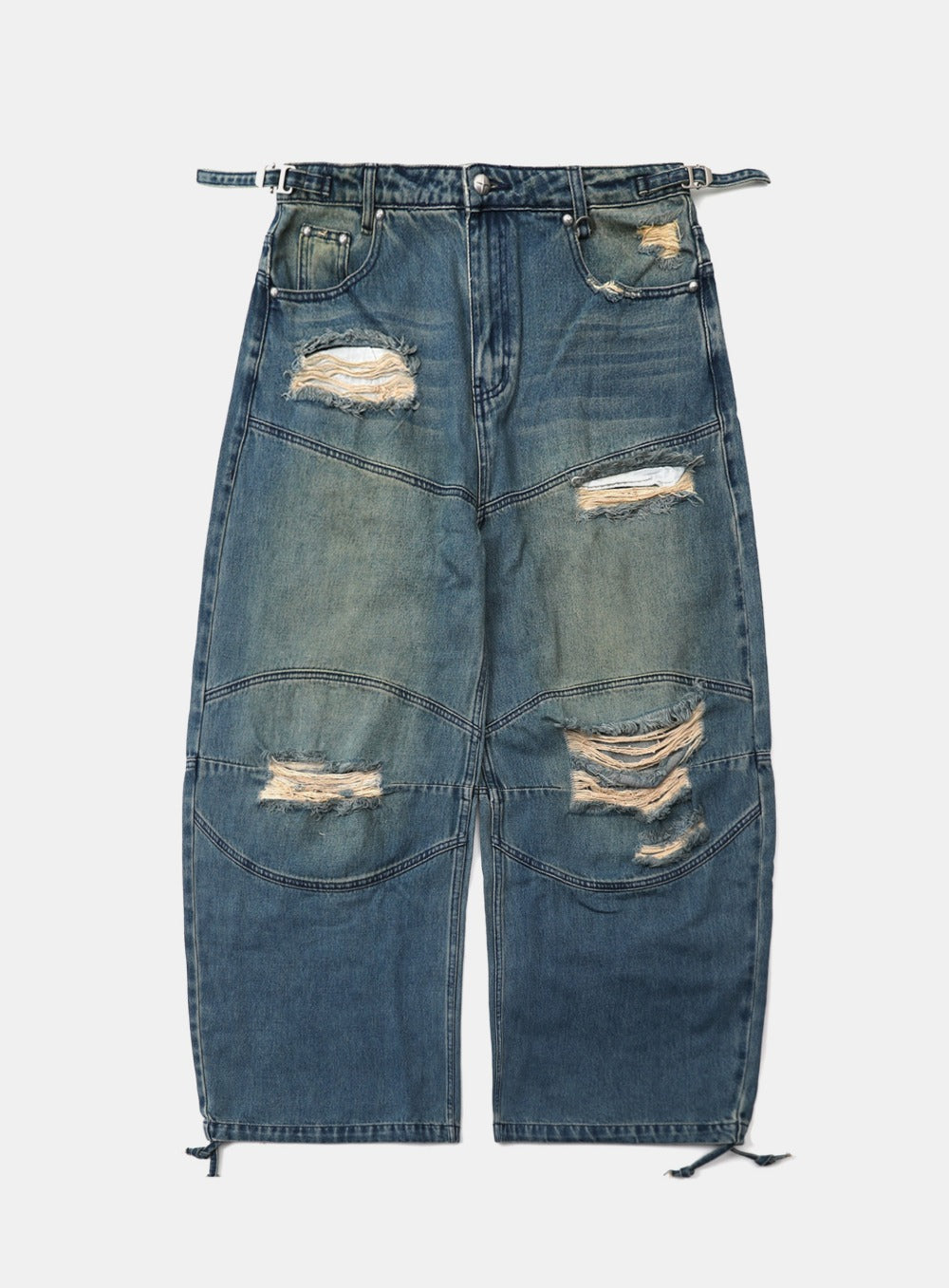 Badblood  0309 Fallout Convex Denim Pants - Mid Blue