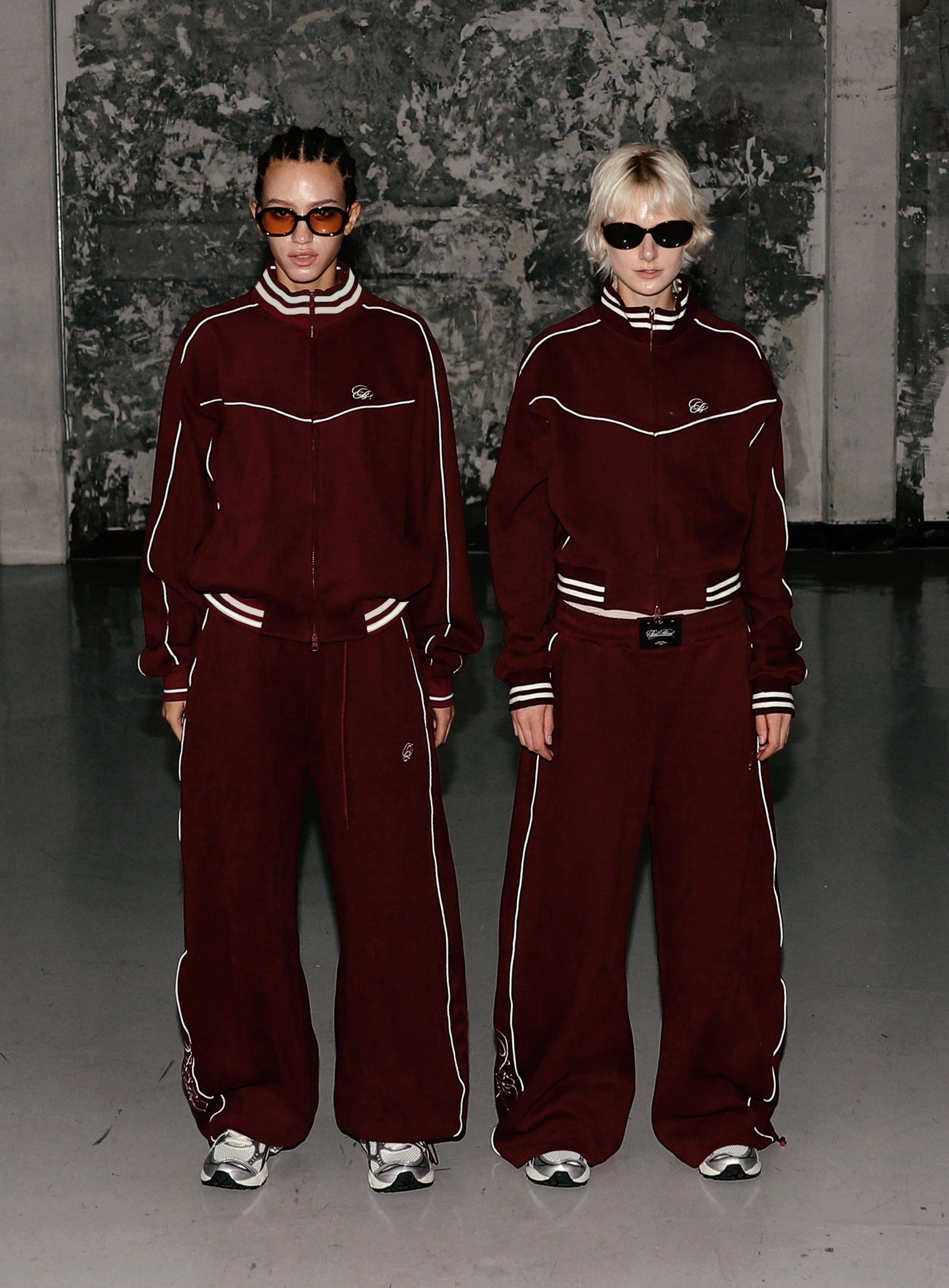 Dark Classic Pinstripe Track Pants - Wine