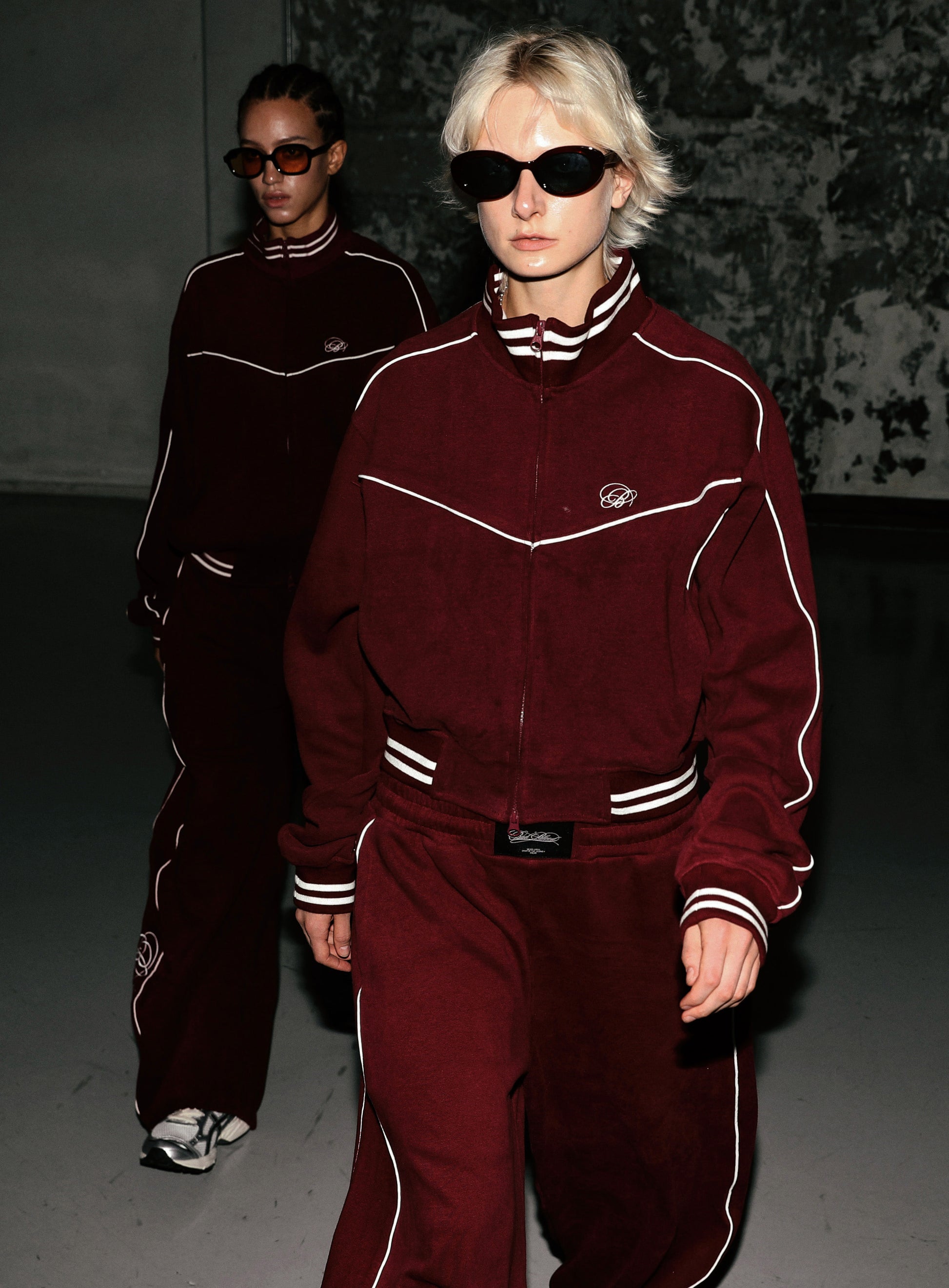Dark Classic Pinstripe Track Pants - Wine