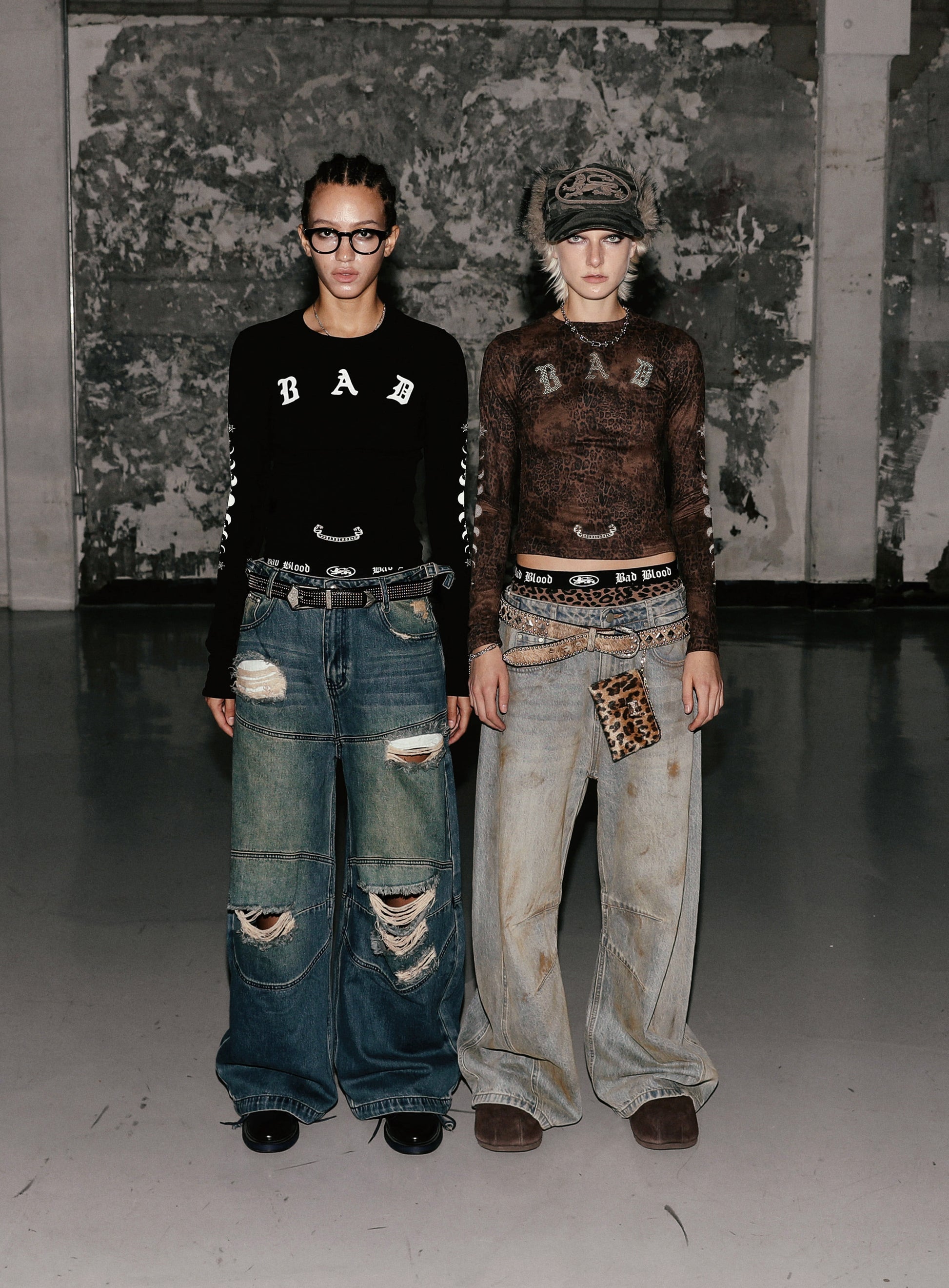 Badblood 0309 Fallout Convex Denim Pants Mid Blue