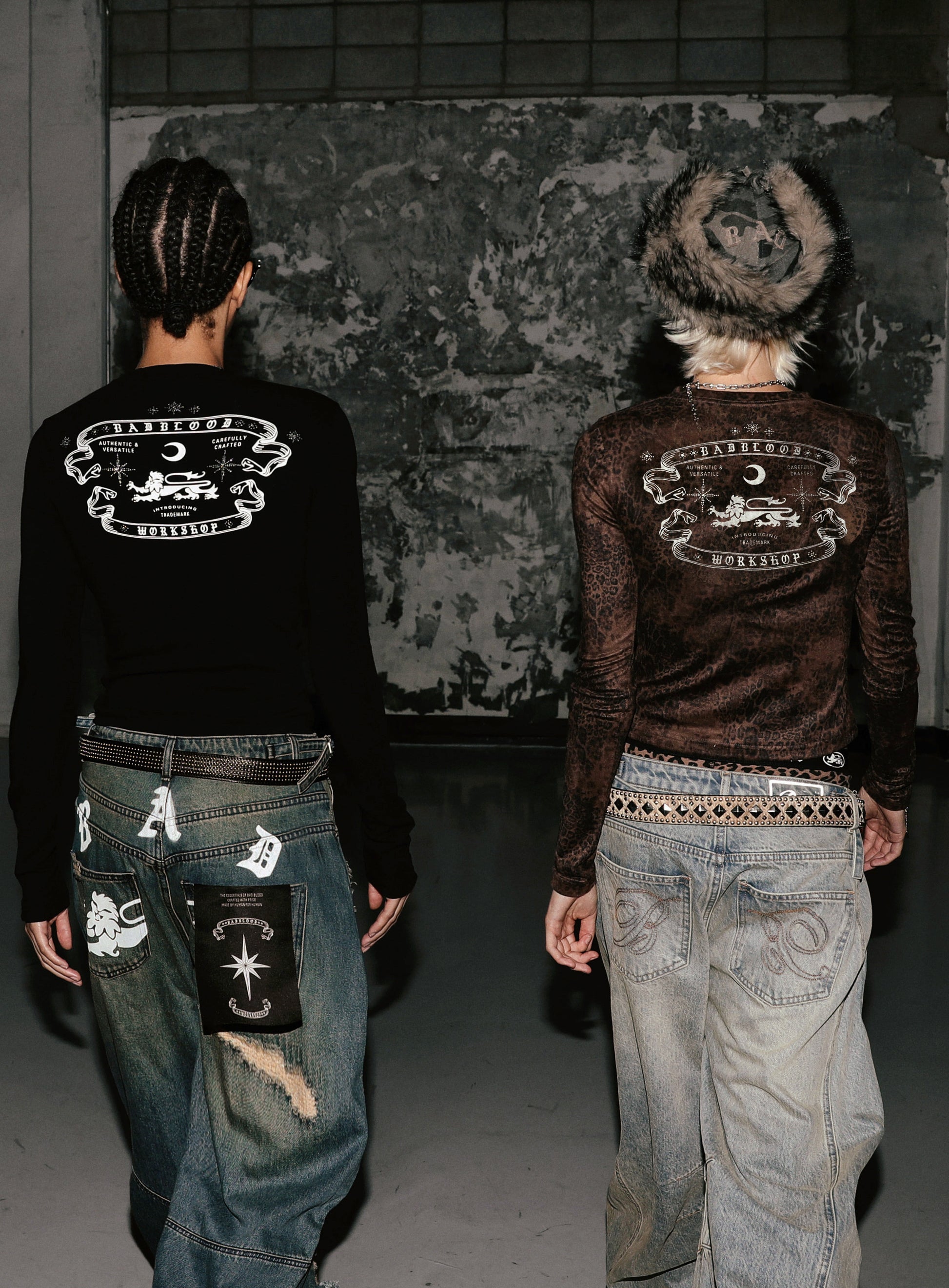 Badblood  0309 Fallout Convex Denim Pants - Mid Blue