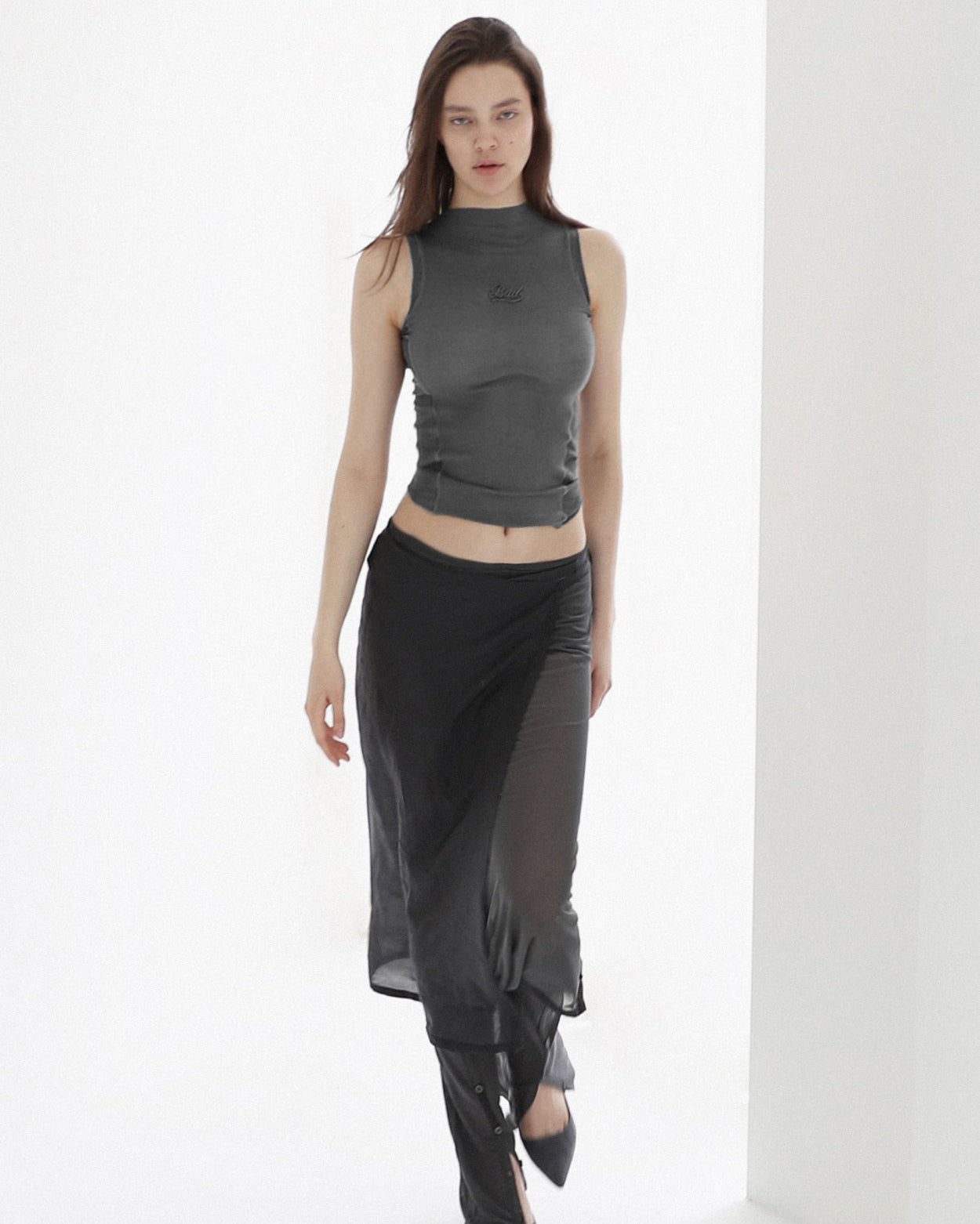 Badblood Second Skin Mock Neck Tank Charcoal