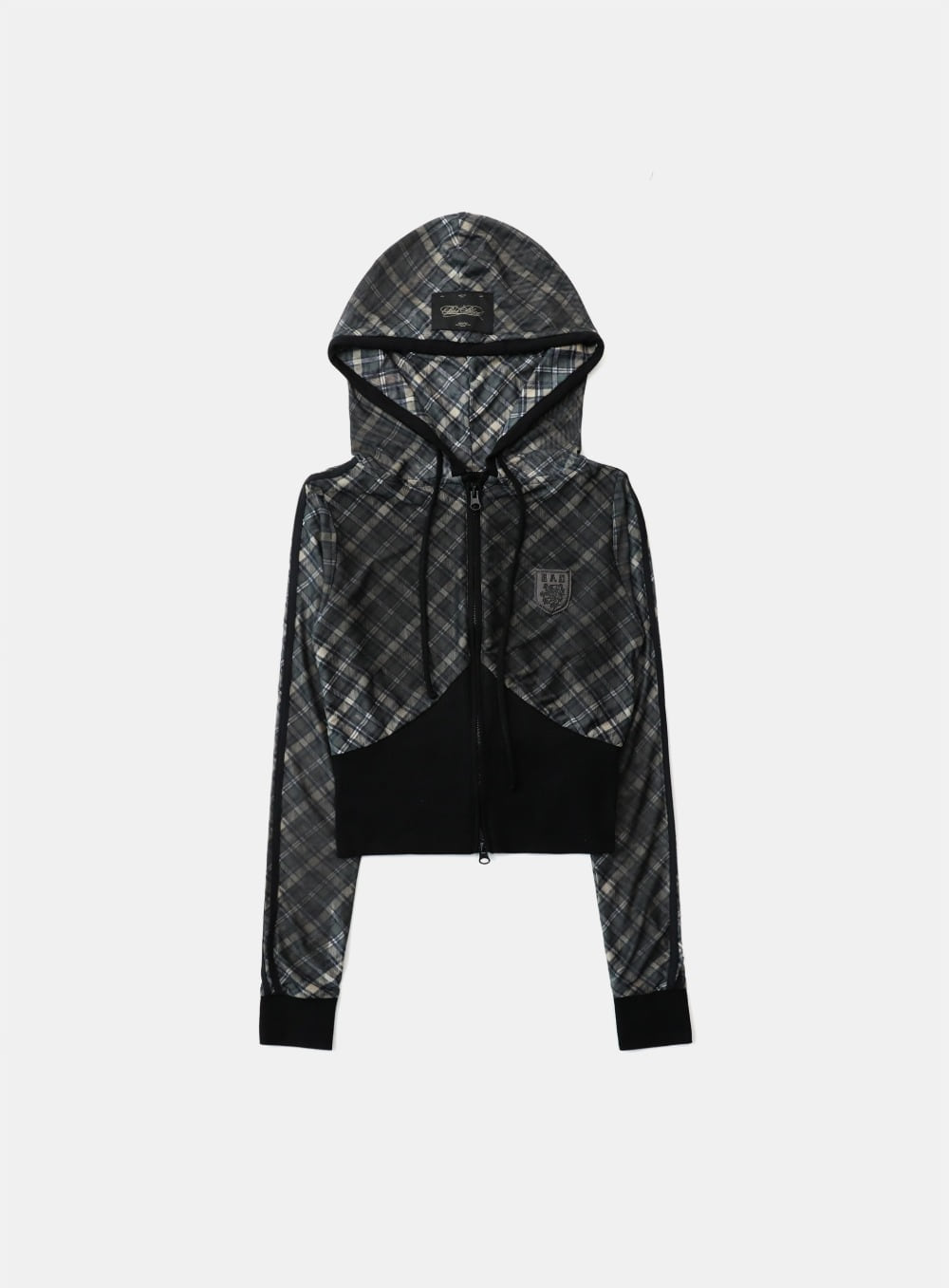Badblood Vintage Club Slim Fit Hooded Zip-Up Check Black