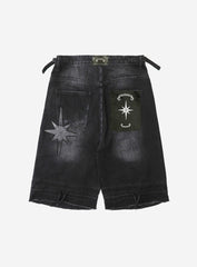 Badblood Convex Denim Long Bermuda Pants - Black